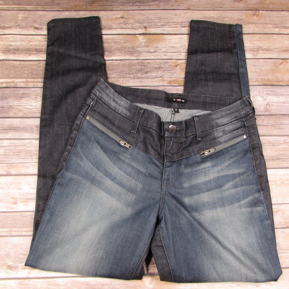 Kiind Of Royal Front Zip Skinny Jeans 28 Contrast